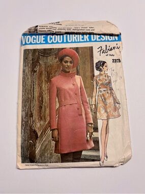 Vogue Couturier Design Pattern Featuring Pink Coat & Hat Fabiani of Paris Design